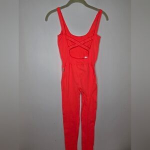 Free People Size XS/S Performance Vibrant Orange Jumpsuit
